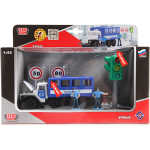 Игровой набор Технопарк УРАЛ полиция со светофором с фигурками (CT10-104-TL)