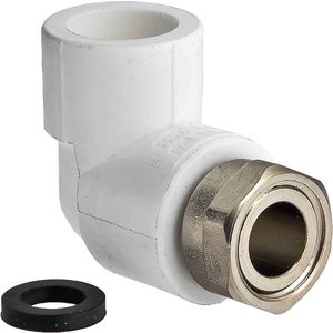Колено Pro Aqua PP-R W 90 град с металлической вставкой и накидной гайкой 25х1 дюйм