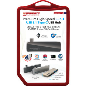 Коммутатор Promate USB для Macbook MacHub-12 Bronze