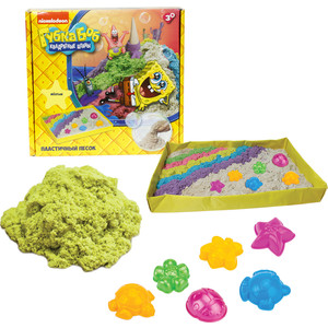 Космический песок 1Toy Губка Боб жёлтый 1 кг набор песочница и формочки Т58202