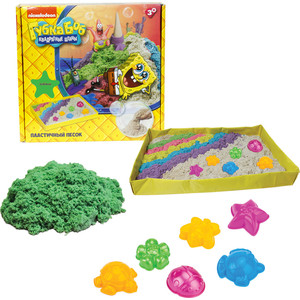 Космический песок 1Toy Губка Боб зелёный 1 кг набор песочница и формочки Т58201