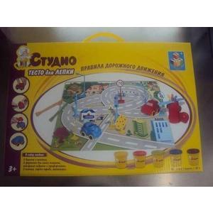 Набор теста для лепки 1Toy с трафаретами ПДД Т56445