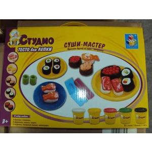 Набор теста для лепки 1Toy с трафаретами Суши мастер Т56444