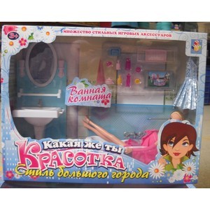 Набор мебели 1Toy Красотка с куклой ванная комната Т54501