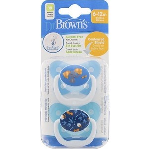 Пустышка Dr. Browns Prevent Бабочка 6-12 месяцев с крышкой для мальчиков набор из 2 шт (PV22402)