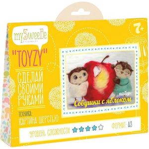 Набор для картин шерстью Toyzy Совушки с яблоком (TZ-P026)