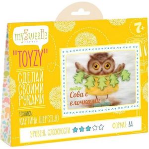 Набор для картин шерстью Toyzy Сова с елочками (TZ-P029)
