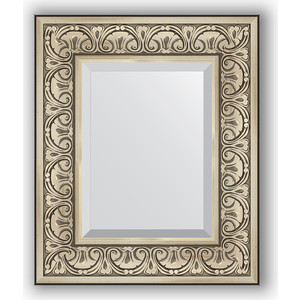 Зеркало с фацетом в багетной раме Evoform Exclusive 50x60 см, барокко серебро 106 мм (BY 3372)