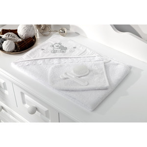 Полотенце-уголок Fiorellino Lovely Bear 90х90 см и варежка белый