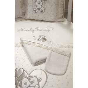 Полотенце-уголок Fiorellino Lovely Bear 90х90 см и варежка крем