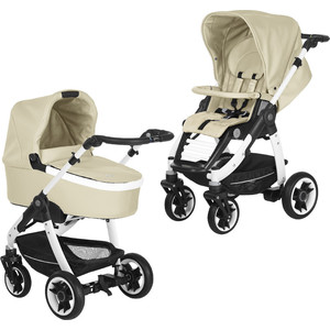 Коляска 2 в 1 Teutonia Cosmo V4 Pearl 6050 Seashell бежевый эко-кожа с ручным тормозом