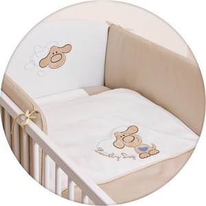 Постельное белье Ceba Baby 3 пр. Lovely Dog Beige вышивка W-806-009-112