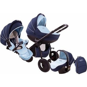Коляска 3 в 1 Tutis Zippy Sport plus автокресло, короб,прогулка темно-синий,голубой