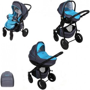 Коляска 3 в 1 Tutis Zippy Sport plus автокресло,короб,прогулка серый,бирюза