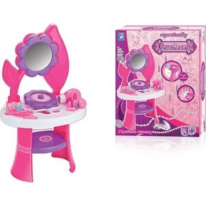 Игровой набор 1Toy туалетный столик большое цветок 10 предметов (Т59208)