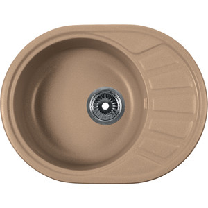 Мойка кухонная Rossinka 57x44 реверсивная, с сифоном (RS58-45RW-Sand)