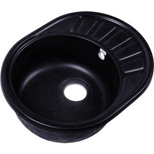 Мойка кухонная Rossinka 57x44 реверсивная, с сифоном (RS58-45RW-Black)