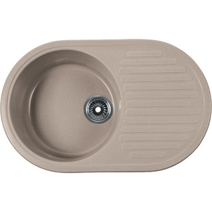 Мойка кухонная Rossinka 73,5x46 реверсивная, с сифоном (RS74-46RW-Beige)