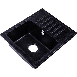 Мойка кухонная Rossinka 55x45,2 реверсивная, с сифоном (RS56-46SW-Black)