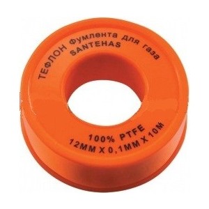 Лента Santehas фум 12 мм х 0.1 мм х 10 м х 0.8G/CM3 для газа