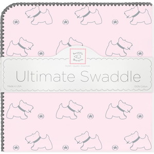 Пеленка фланель для новорожденного SwaddleDesigns Ultimate Gray Doggie Pstl Pink