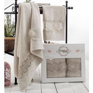 Набор из 2 полотенец Pupilla Stil бамбук с гипюром (50x90/70x140) (8936 розовый) grand stil krabik 3b