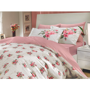 Комплект постельного белья Hobby home collection Семейный, поплин, Paris Spring, розовый (1501000146)