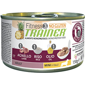 Консервы Trainer Fitness3 No Gluten Mini Adult Lamb&Rice без глютена с ягненком и рисом для собак мелких пород 150г trainer консервы trainer fitness3 no gluten mini adult duck and rice 150 гр х 24 шт