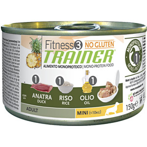 Консервы Trainer Fitness3 No Gluten Mini Adult Duck&Rice без глютена с уткой и рисом для собак мелких пород 150г trainer консервы trainer fitness3 no gluten mini adult duck and rice 150 гр х 24 шт