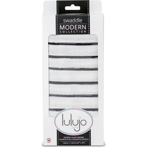 Lulujo Бамбуковая муслиновая простынка (пелёнка) Чёрные грязные полоски Black Messy Stripe, 120х120 