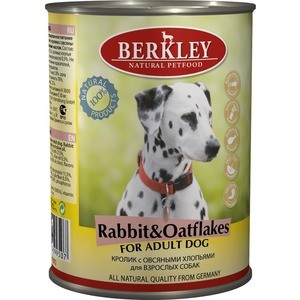 Консервы Berkley For Adult Dog Rabbit & Oatflakes с кроликом и овсяными хлопьями для взрослых со
