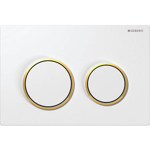 Клавиша Geberit Omega 20 двойной смыв (115.085.KK.1) белый/золото
