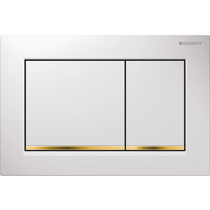 Клавиша Geberit Omega 30 двойной смыв (115.080.KK.1) белый/золото