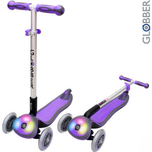 Самокат 3-х колесный Globber 448-103 ELITE F My Free Fold up со светящейся платформой PURPLE