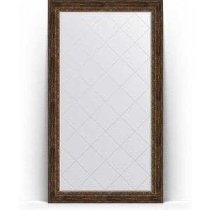 Зеркало напольное с гравировкой поворотное Evoform Exclusive-G Floor 117x207 см, в багетной раме - состаренное дерево с орнаментом 120 мм (BY 6380)