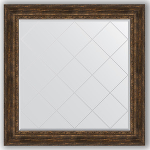 Зеркало с гравировкой Evoform Exclusive-G 112x112 см, в багетной раме - состаренное дерево с орнаментом 120 мм (BY 4473)