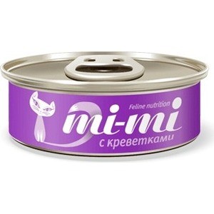 Консервы Mi-Mi Feline Nutrition с креветками кусочки в желе для кошек 80г