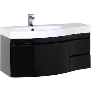 Тумба с раковиной Aquanet Опера 115 L черный (169658+169398)