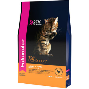 Сухой корм Eukanuba Adult Cat Top Condition Rich in Poultry с домашней птицей для взрослых кошек 2кг