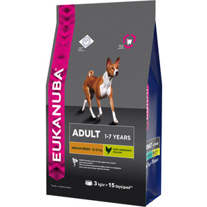 Сухой корм Eukanuba Adult Dog Medium Breed Rich in Chicken с курицей для взрослых собак средних пород 3кг Сухой корм Eukanuba Adult Dog Medium Breed Rich in Chicken с курицей для взрослых собак средних пород 3кг