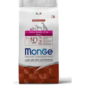 Сухой корм Monge Speciality Line Adult Dog Extra Small Lamb, Rice and Potatoes с ягненком, рисом и картофелем для собак миниатюрных пород 2,5кг