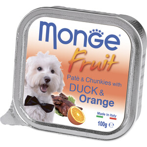 Консервы Monge Dog Fruit Pate and Chunkies with Duck & Orange паштет и кусочки с уткой и апельсином для собак 100г