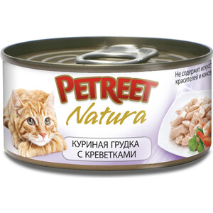 Консервы Petreet Natura куриная грудка с креветками для кошек 70г