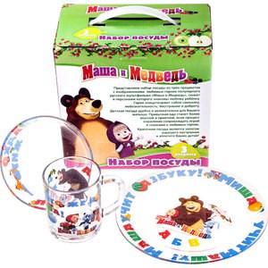 Набор посуды для детей 3 предмета МФК-профит Маша и Медведь Азбука (9559002)