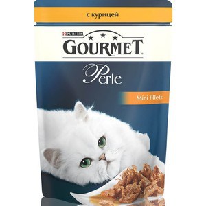 Паучи Gourmet Perle Mini Fillets с курицей для кошек 85г (12222445) gourmet паучи gourmet perle mini fillet для взрослых кошек с курицей 85 г