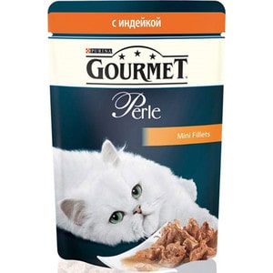 Паучи Gourmet Perle Mini Fillets с индейкой для кошек 85г (12222524) gourmet паучи gourmet perle mini fillet для взрослых кошек с курицей 85 г
