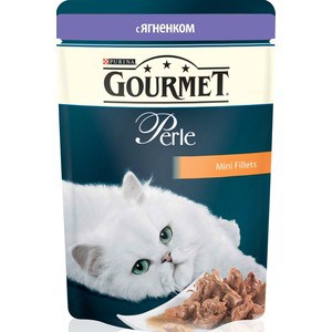 Паучи Gourmet Perle Mini Fillets с ягненком для кошек 85г (12215290) gourmet паучи gourmet perle mini fillet для взрослых кошек с курицей 85 г