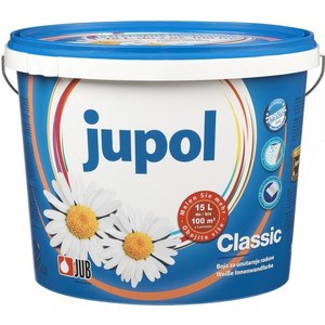 Краска в/д JUB JUPOL CLASSIC для стен и потолков супербелая матов. 10л.