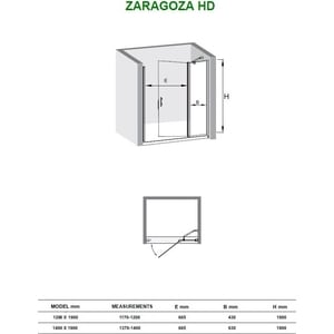 Душевая дверь Olive'S Zargoza HD 120 реверсивная с неподвижной секцией, профиль Silver глянцевый, стекло прозрачное 5 мм (ZARHD-120-01C) от Техпорт