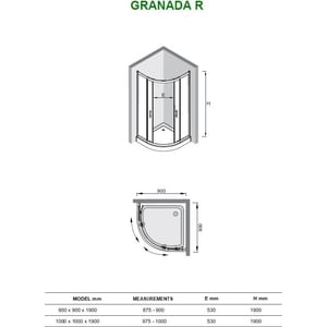 Душевой уголок Olive'S Granada R 80х80 профиль Silver глянцевый, стекло прозрачное 5 мм (GRANR-800-01C) от Техпорт